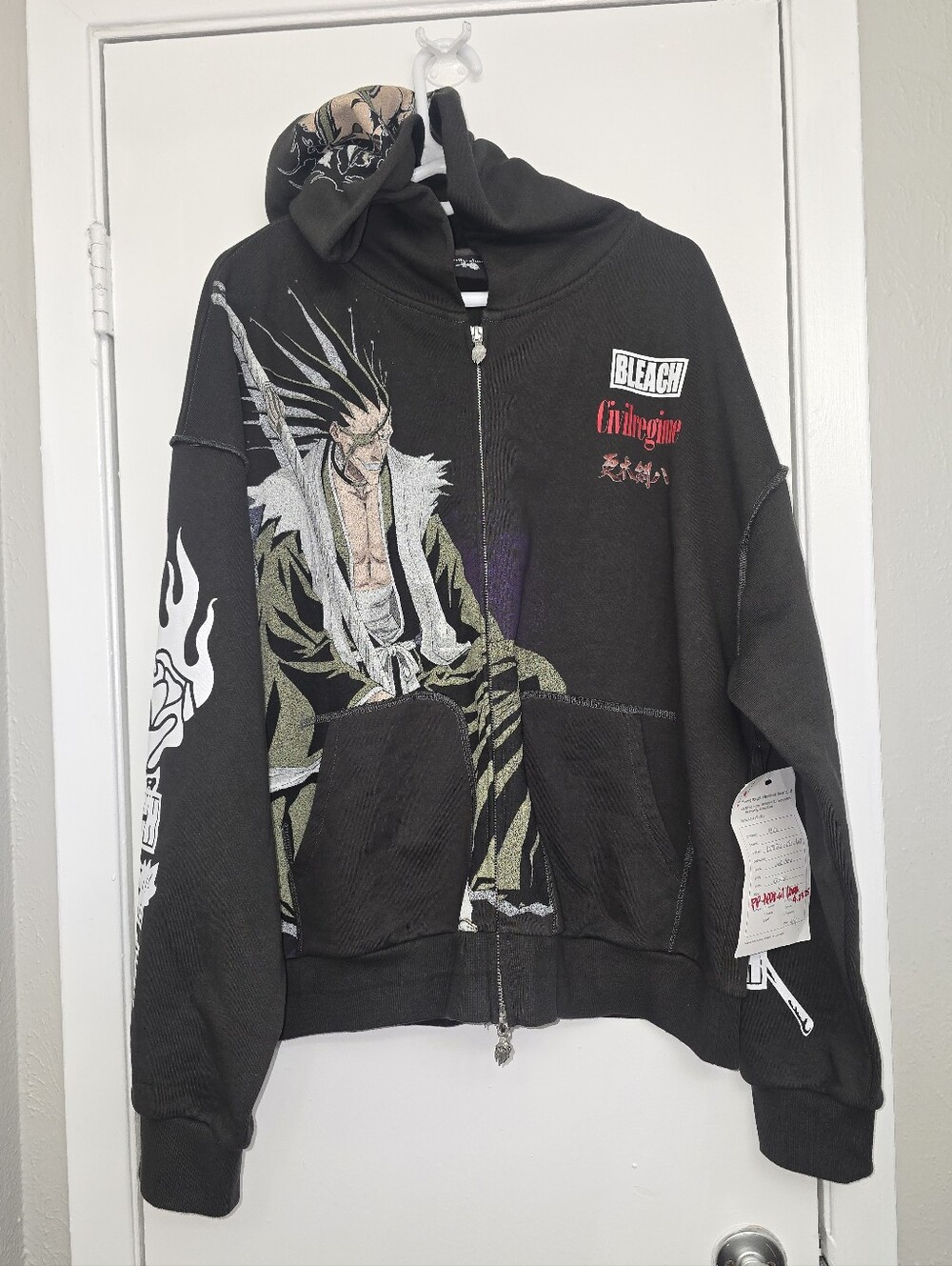 Graphic Zip-Up Hoodie - Black